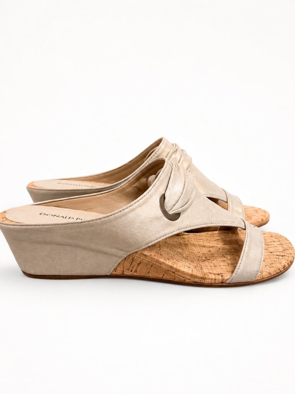 Donald J Pliner Dionne Cork Wedge Slide Sandals Metallic Leather Women’s 10